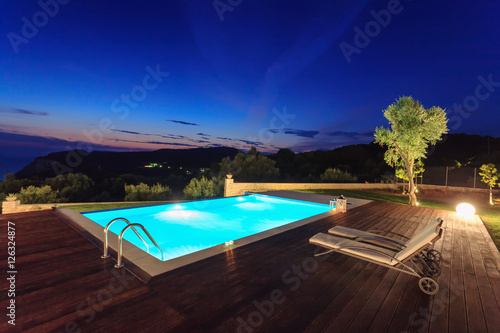 big luxury pool with villa