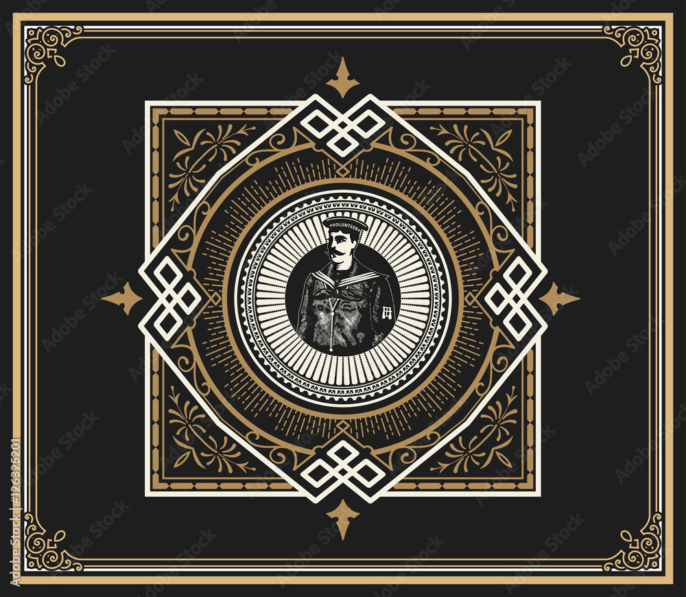 Obraz premium Nautical label card
