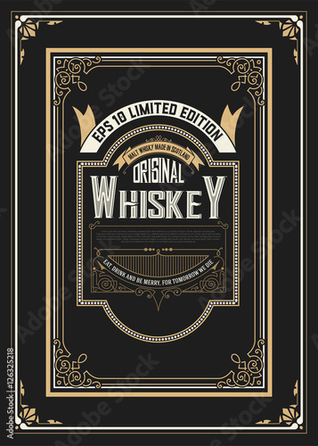 Vintage label design for Whiskey and Wine label, Restaurant bann