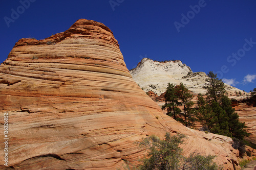 Detail, cross current layers of red sandstone photo