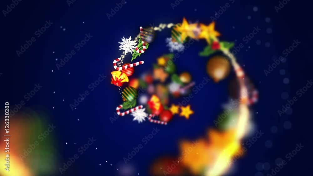 クリスマスデコレーション 回転 青背景 クリスマスデコレーション 回転 青背景