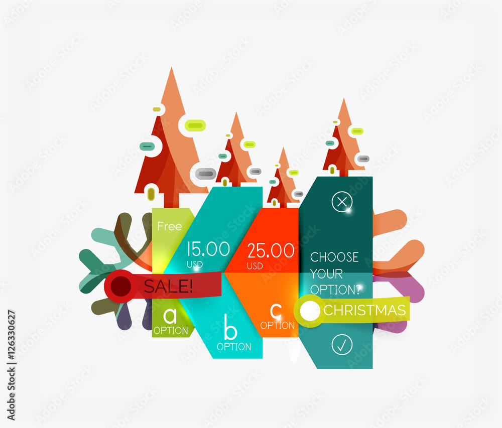 Modern paper Christmas stickers Modern paper Christmas stickers