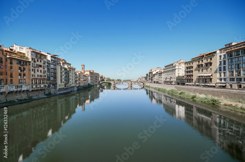 Scenic view of Arno River in Florence  Italy.
