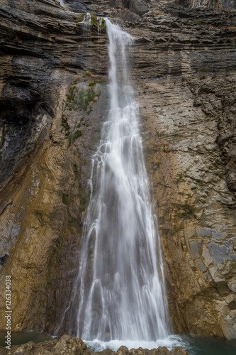 Waterfall in a rugged cliff