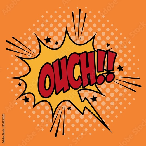 Bubble pop art of ouch icon. Comic communication retro and expression theme. Vector illustration