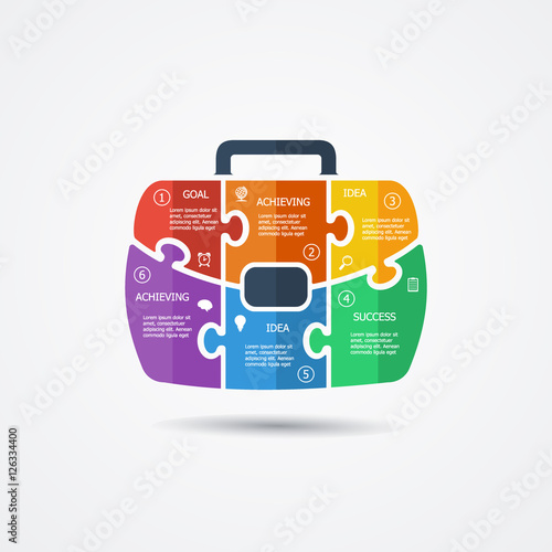 infographic suitcase consisting of puzzles perfect solution to your business ideas