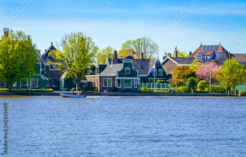 Traditional dutch landscape in Zaanse Schans, Netherlands, Europe