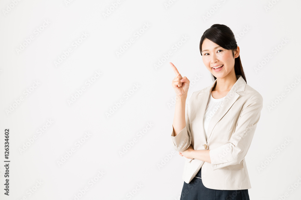 portrait of asian businesswoman showing isolated on white background portrait of asian businesswoman showing isolated on white background