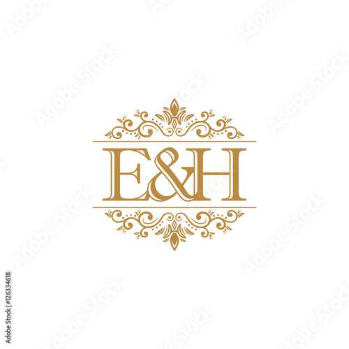 E&H Initial logo. Ornament gold