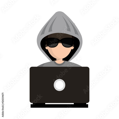 hacker character avatar icon vector illustration design