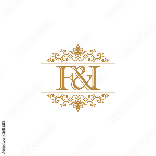 F&I Initial logo. Ornament gold