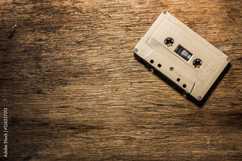 Cassette on wood photo