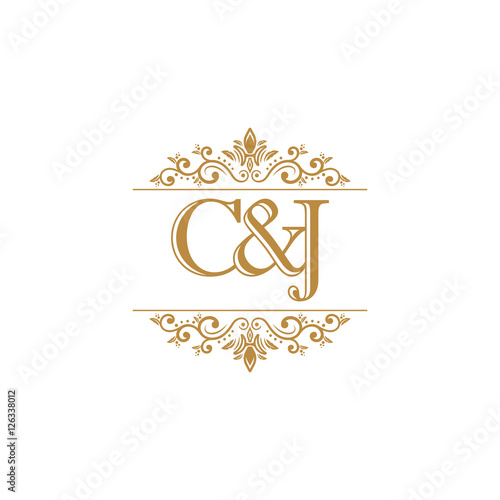C&J Initial logo. Ornament gold