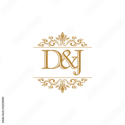 D&J Initial logo. Ornament gold