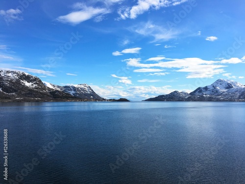 Landscape in Raftsundet strait in Lofoten/Vesteraalen in Northern Norway.