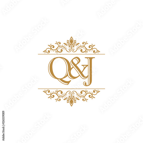 Q&J Initial logo. Ornament gold