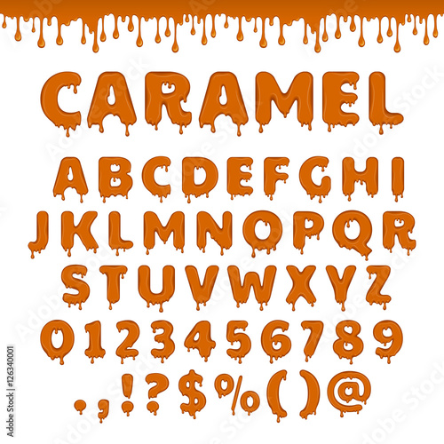 Vector caramel latin alphabet, abc