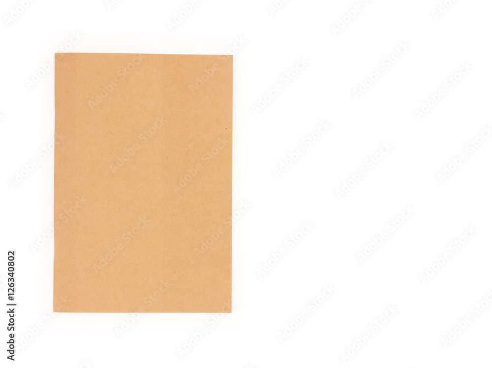 Closeup brown notebook color on white background