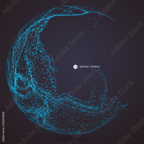 Irregular abstract graphics, dynamic particle composition.