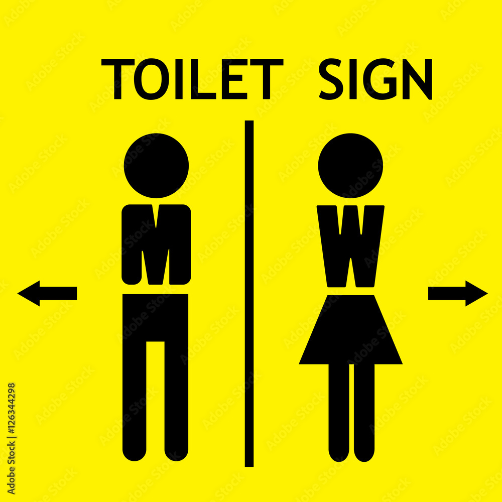 Man and lady toilet sign isolated symbol on yellow background Man and lady toilet sign isolated symbol on yellow background