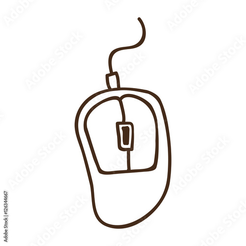 mouse with scroll computer device icon over white background. draw design. vector illustration