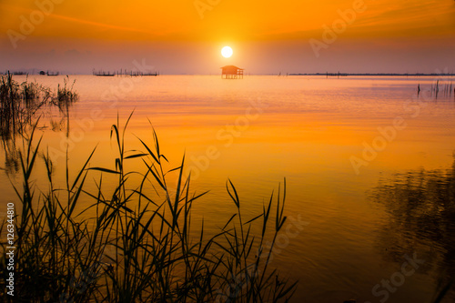 Sunset sky at the lake