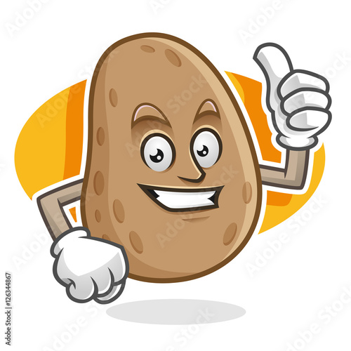 Thumb up potato mascot, potato character, potato cartoon