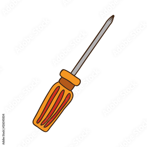 screwdriver repair tool icon over white background. draw design. vector illustration