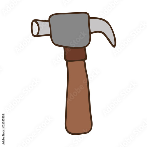 hammer repair tool icon over white background. draw design. vector illustration