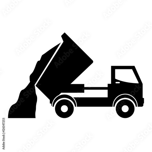 dump truck over white background. under construction machinary design. vector illustration