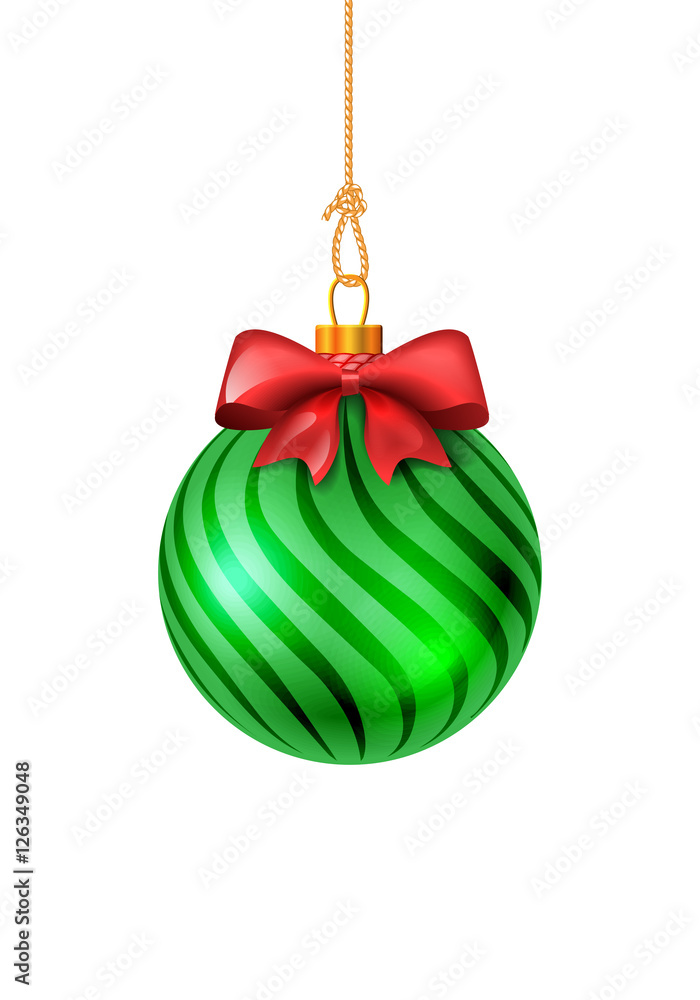 Green bauble with red bow Green bauble with red bow
