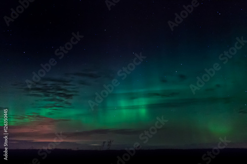 Red And Green Aurora On An Autumn Night