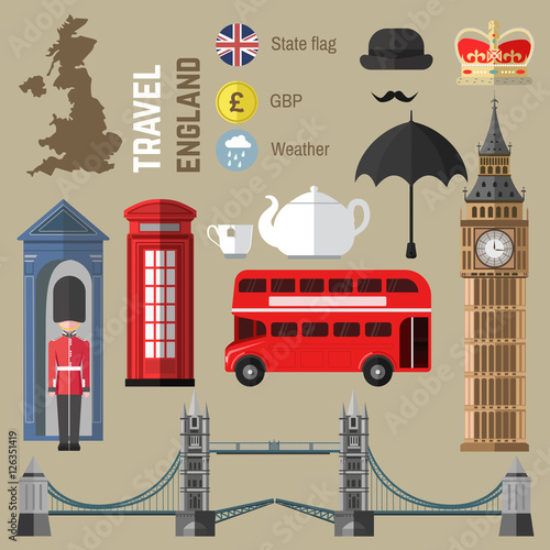 Set of London/England symbols.