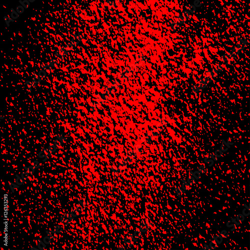 Red paint splashes on black background. Blood splatter. Grunge texture.