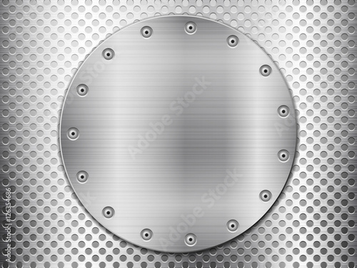 grey metal grid and circle plate