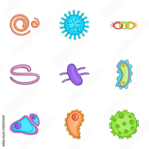Viruses icons set. Cartoon illustration of 9 viruses vector icons for web