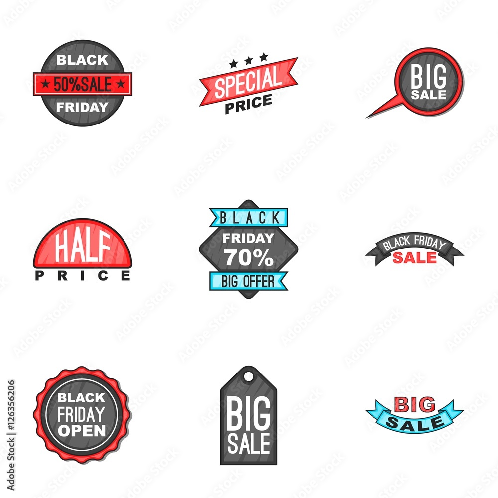 Big sale icons set. Cartoon illustration of 9 big sale vector icons for web