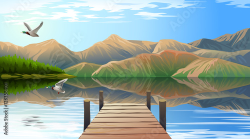 View of the lake and pier
