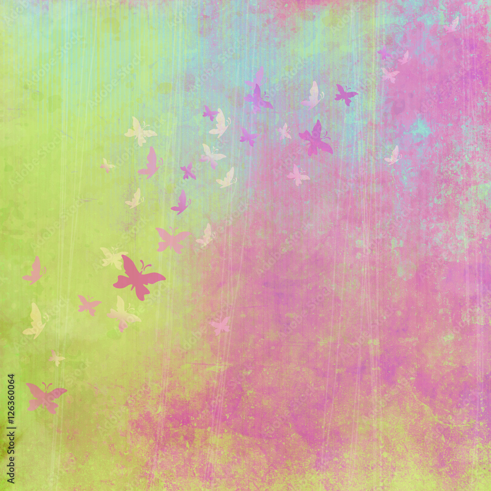 Fototapeta premium grunge colorful background with butterflies