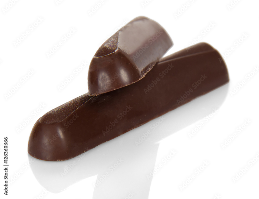 Obraz premium Two chocolate bars close-up isolated on white.