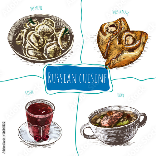 Menu of Russia colorful illustration.