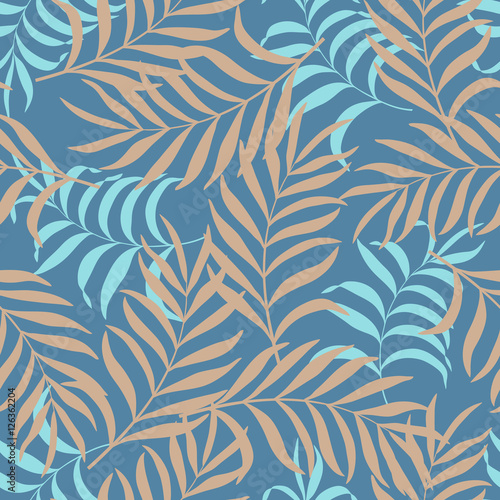 Tropical background with palm leaves. Seamless floral pattern