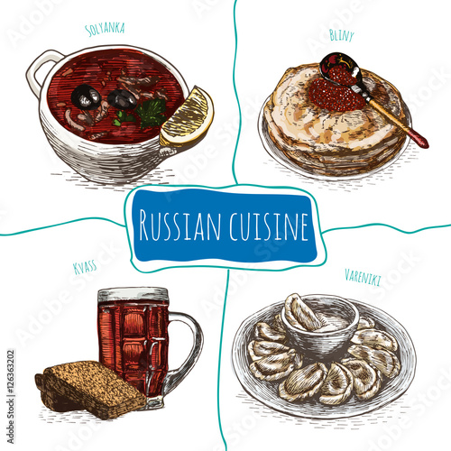 Menu of Russia colorful illustration.