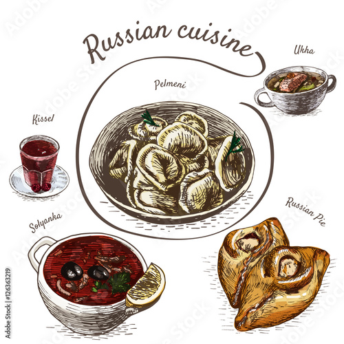 Menu of Russia colorful illustration.