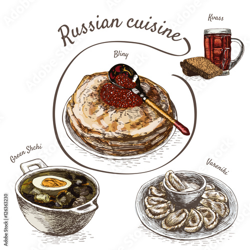 Menu of Russia colorful illustration.