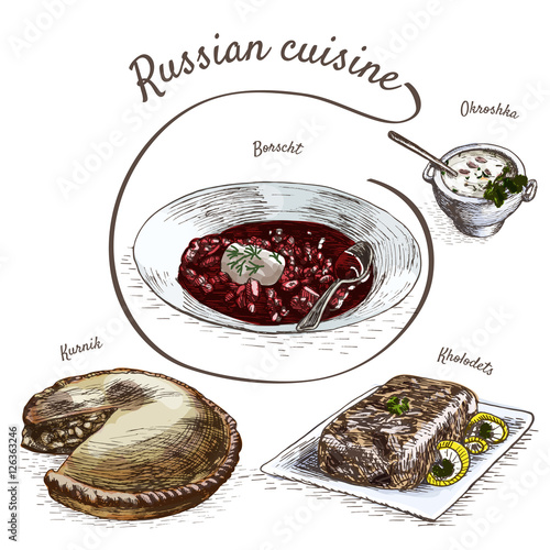 Menu of Russia colorful illustration.