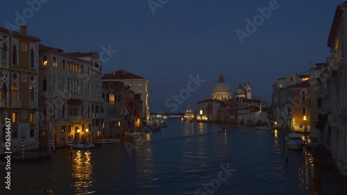 venice grand canal santa maria della salute cathedral night panorama 4k italy
 photo