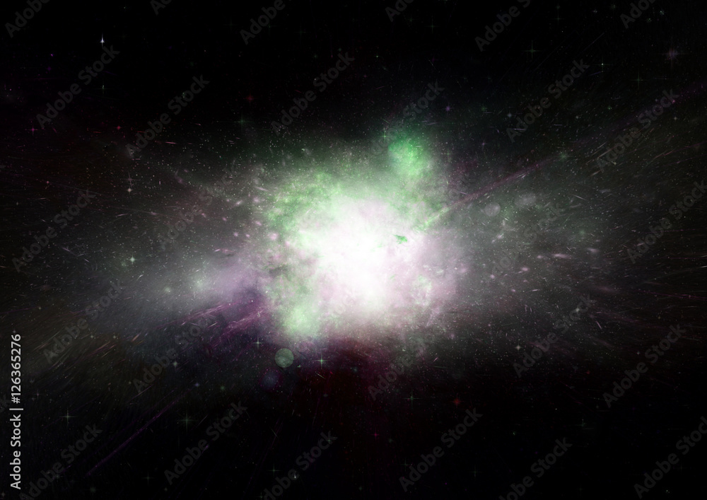 Fototapeta premium Stars, dust and gas nebula in a far galaxy