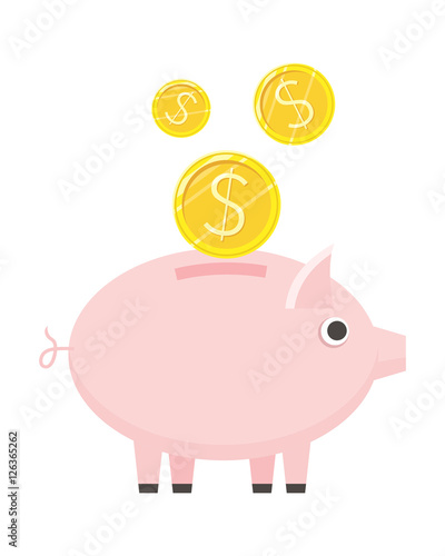 Piggybank Vector Icon in Flat Style Design