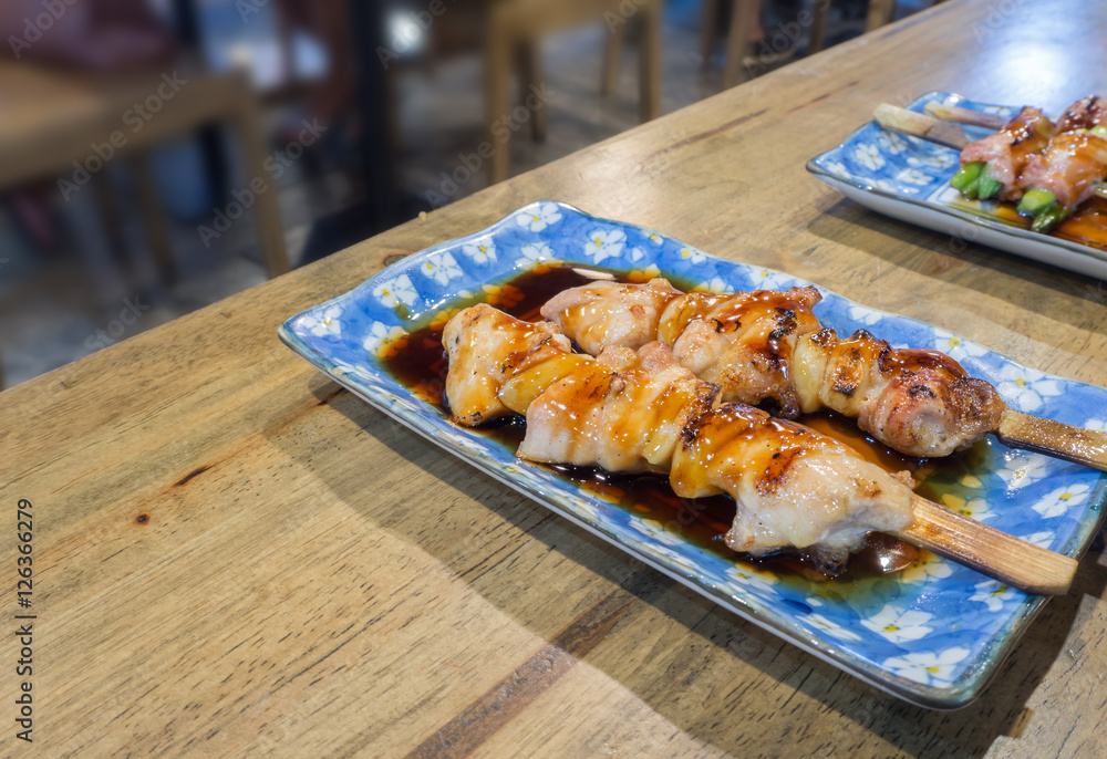 YAKITORI Chicken charcoal grilled bbq with sweet sauce, japanese